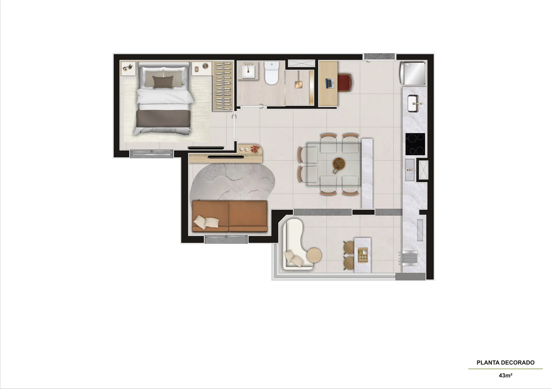 Planta Decorado 43M²