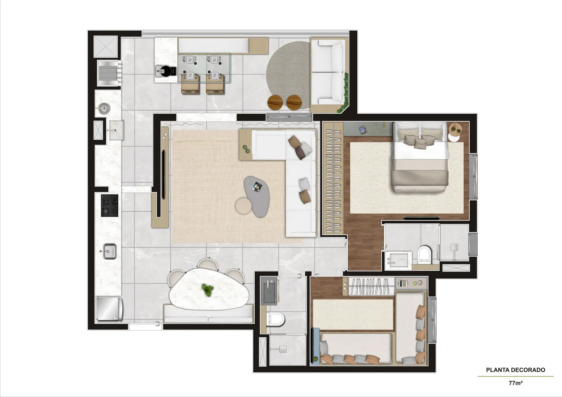 Planta Decorado 77M²