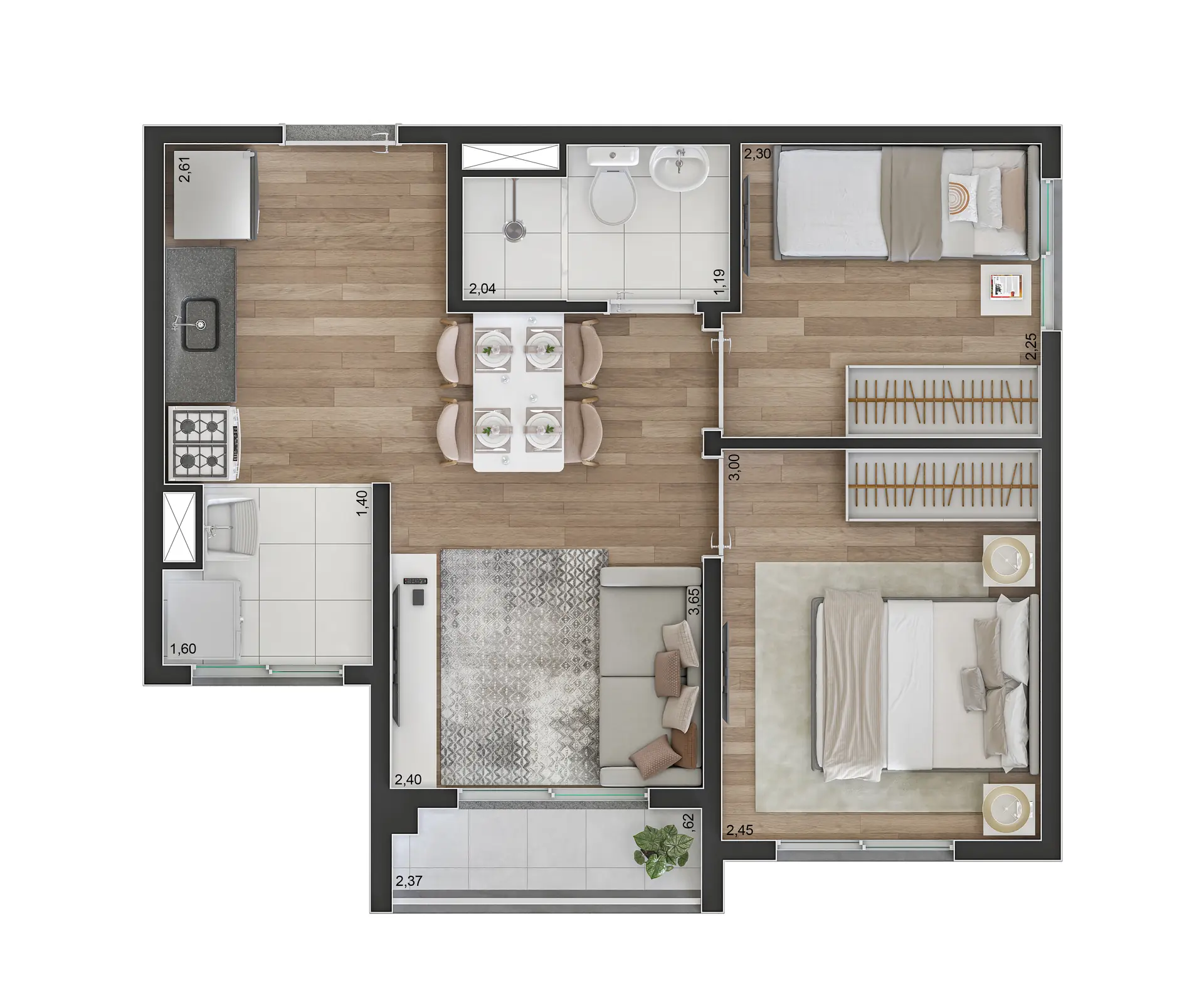 Planta Tipo A 37M²