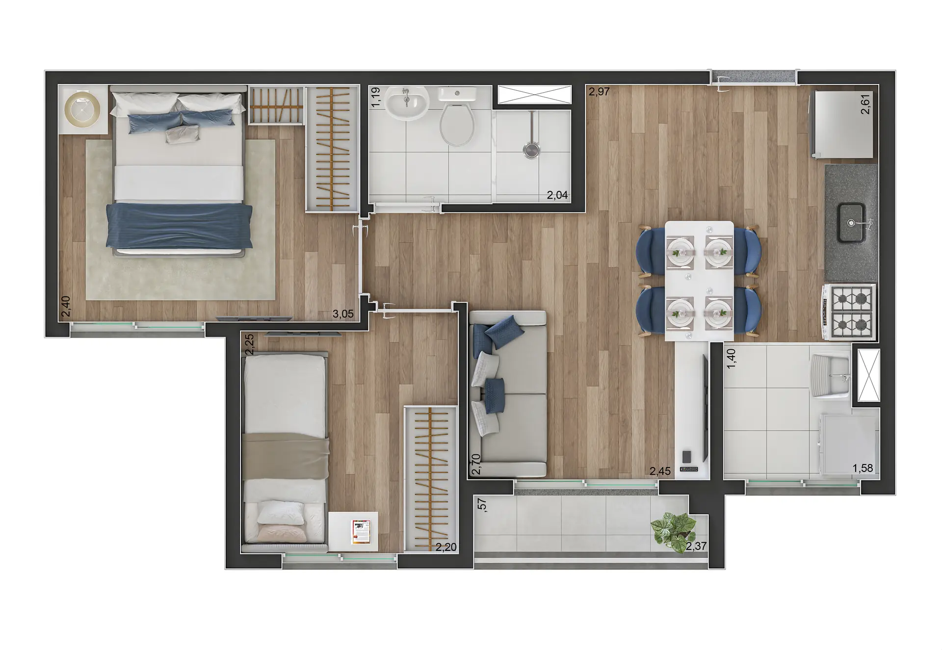 Planta Tipo C 37M²