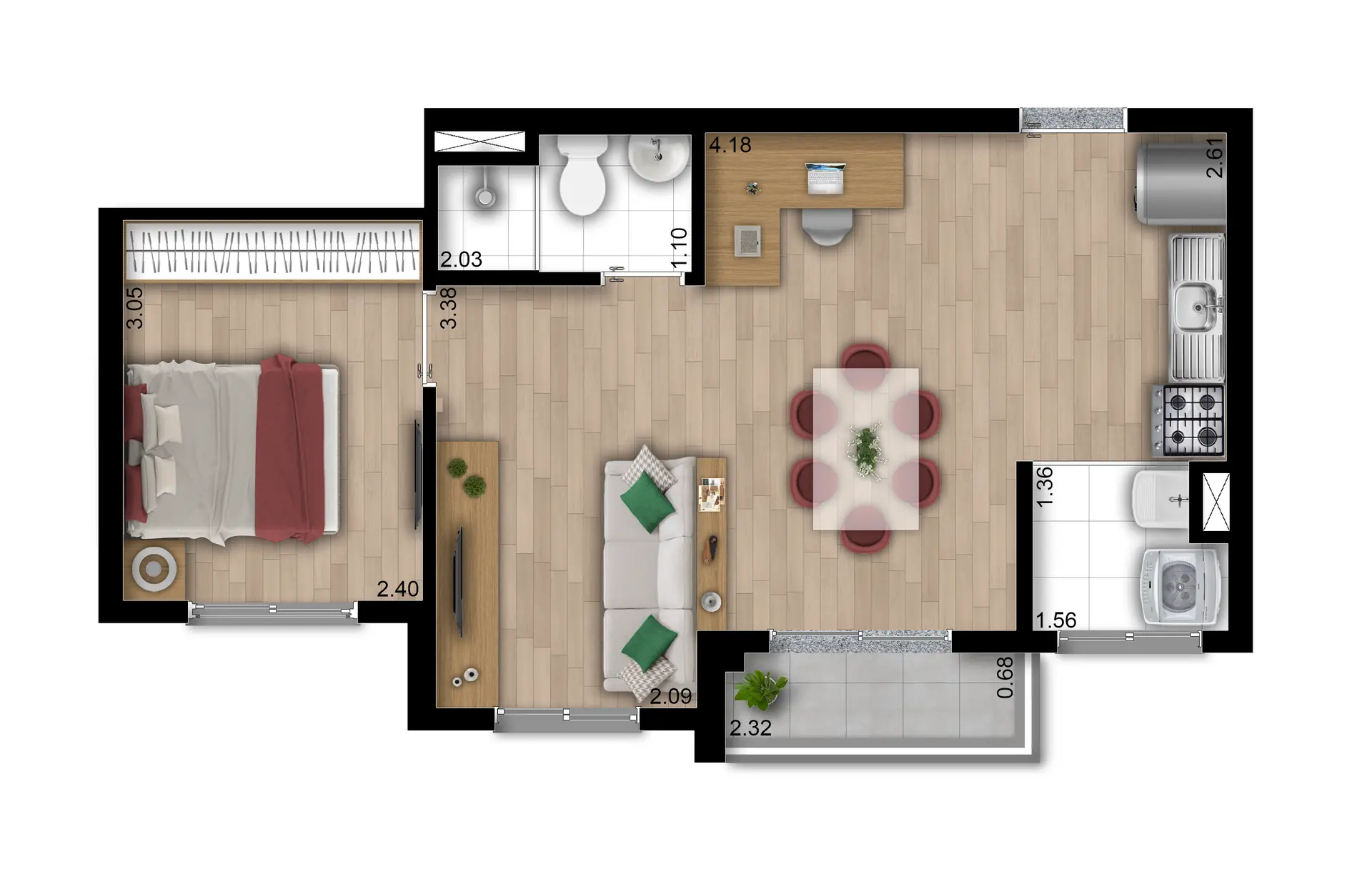 Planta Tipo F Ampliada 40M² Torre B