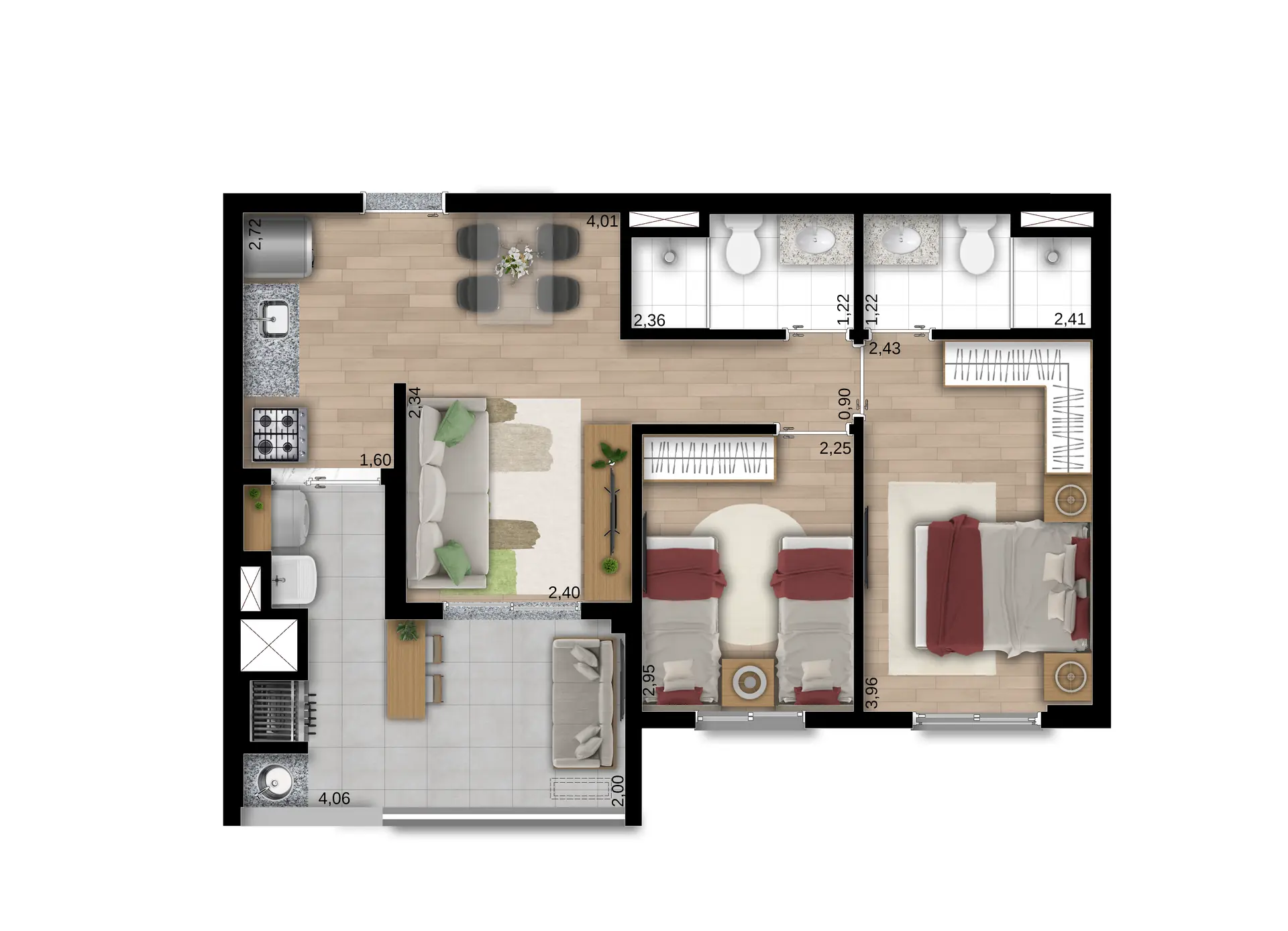 Planta Tipo C 56M² Torre A