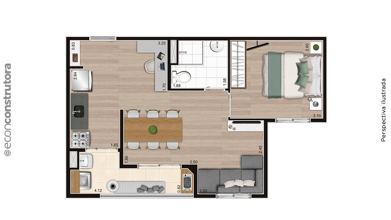 Planta Tipo B Ampliada 41M²