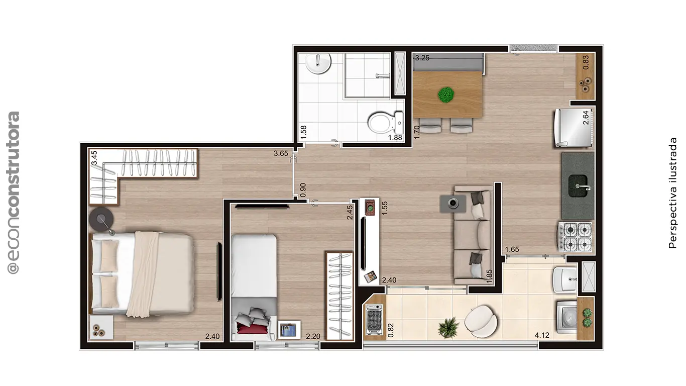 Planta Tipo Meio 43M²