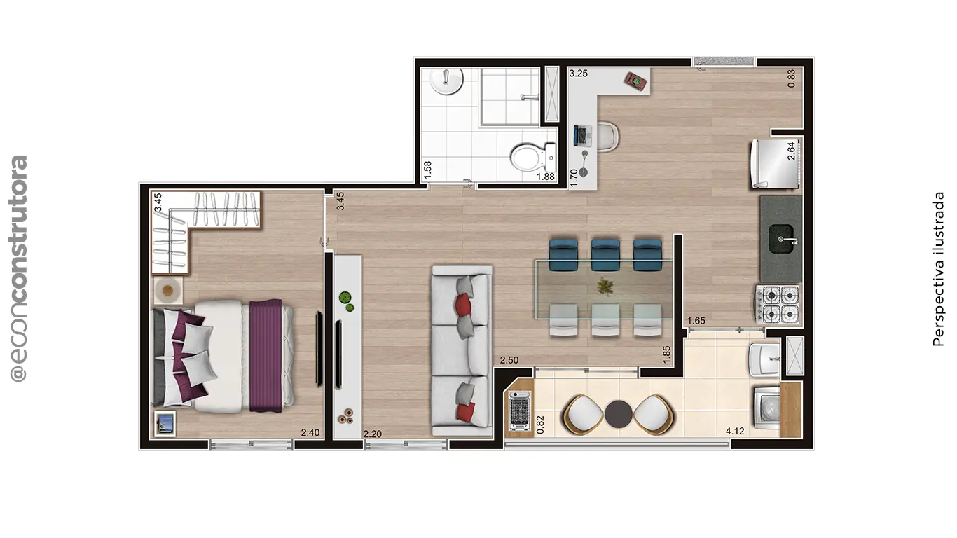 Planta Tipo Meio Ampliada 43M²