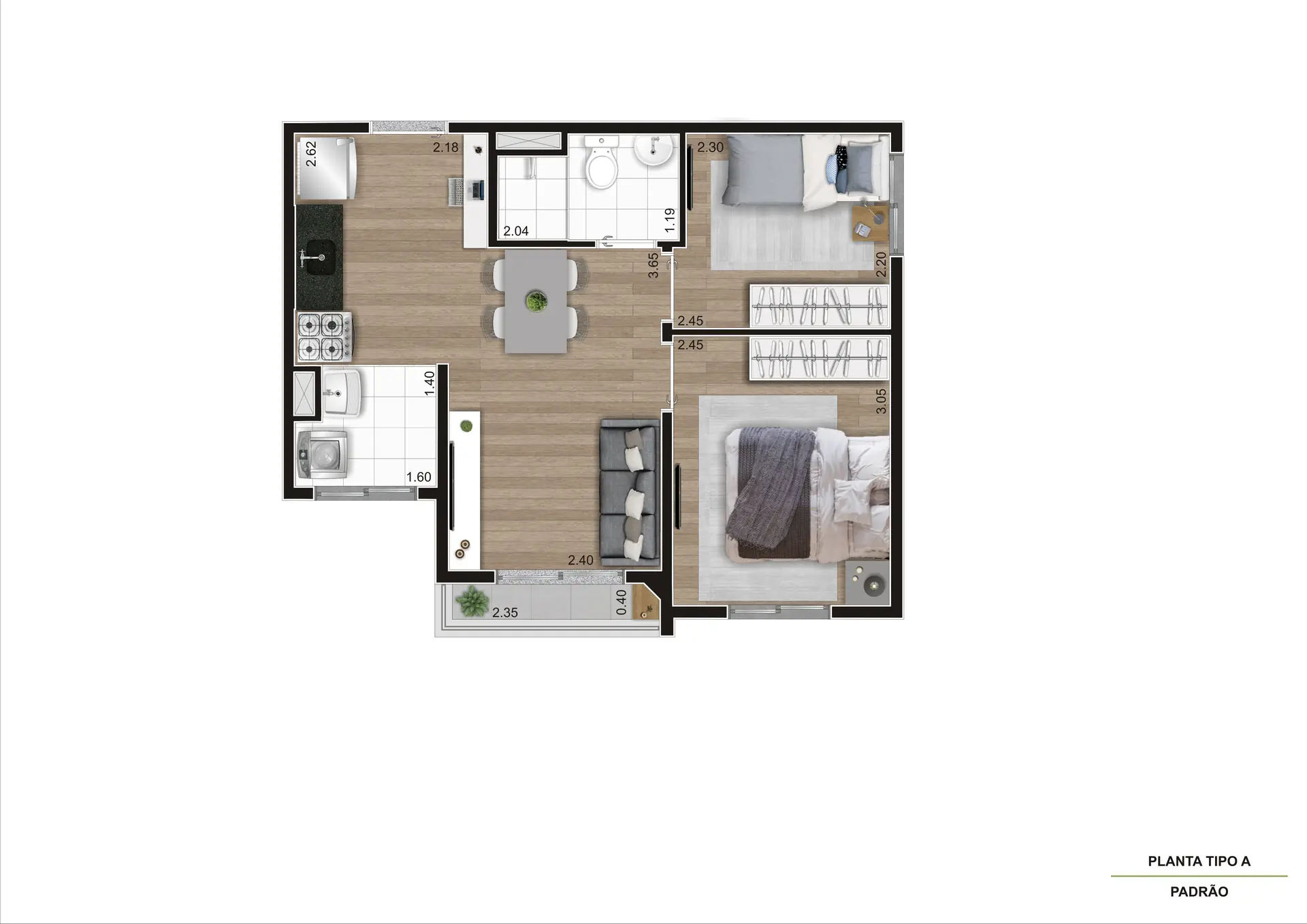Planta Tipo A 37M²