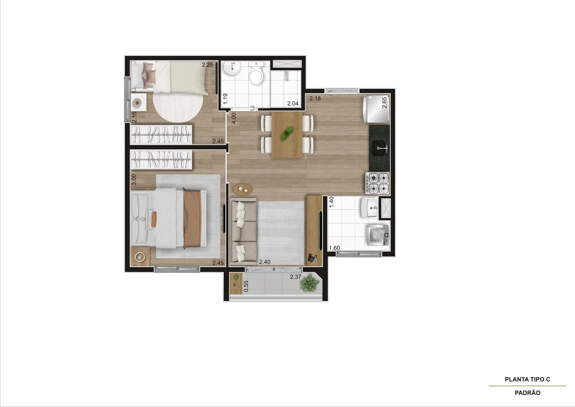 Planta Tipo C 37M²