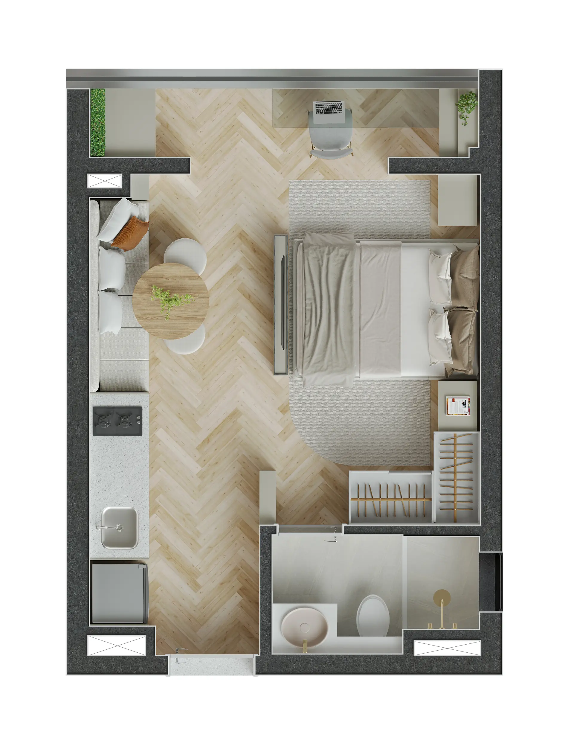 Planta Decorado Tipo Ponta   26,18m²