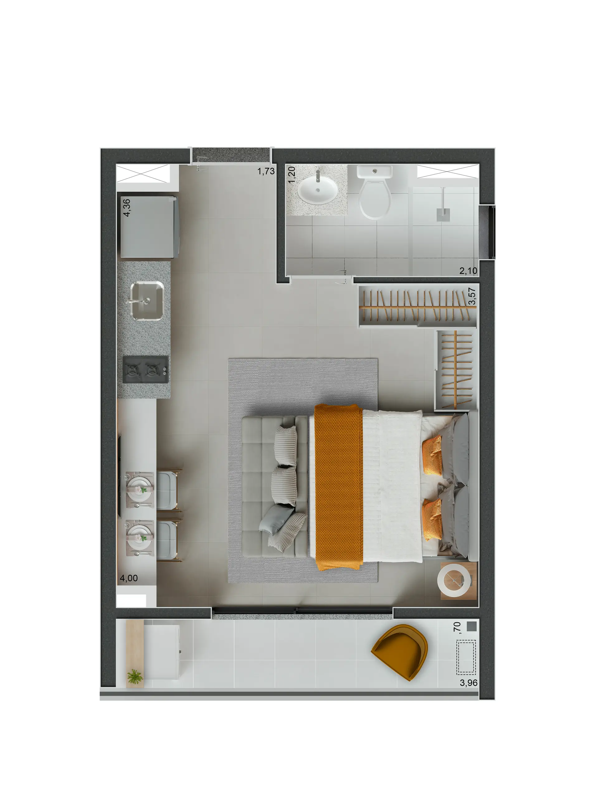 Planta Tipo Ponta   26,18m²