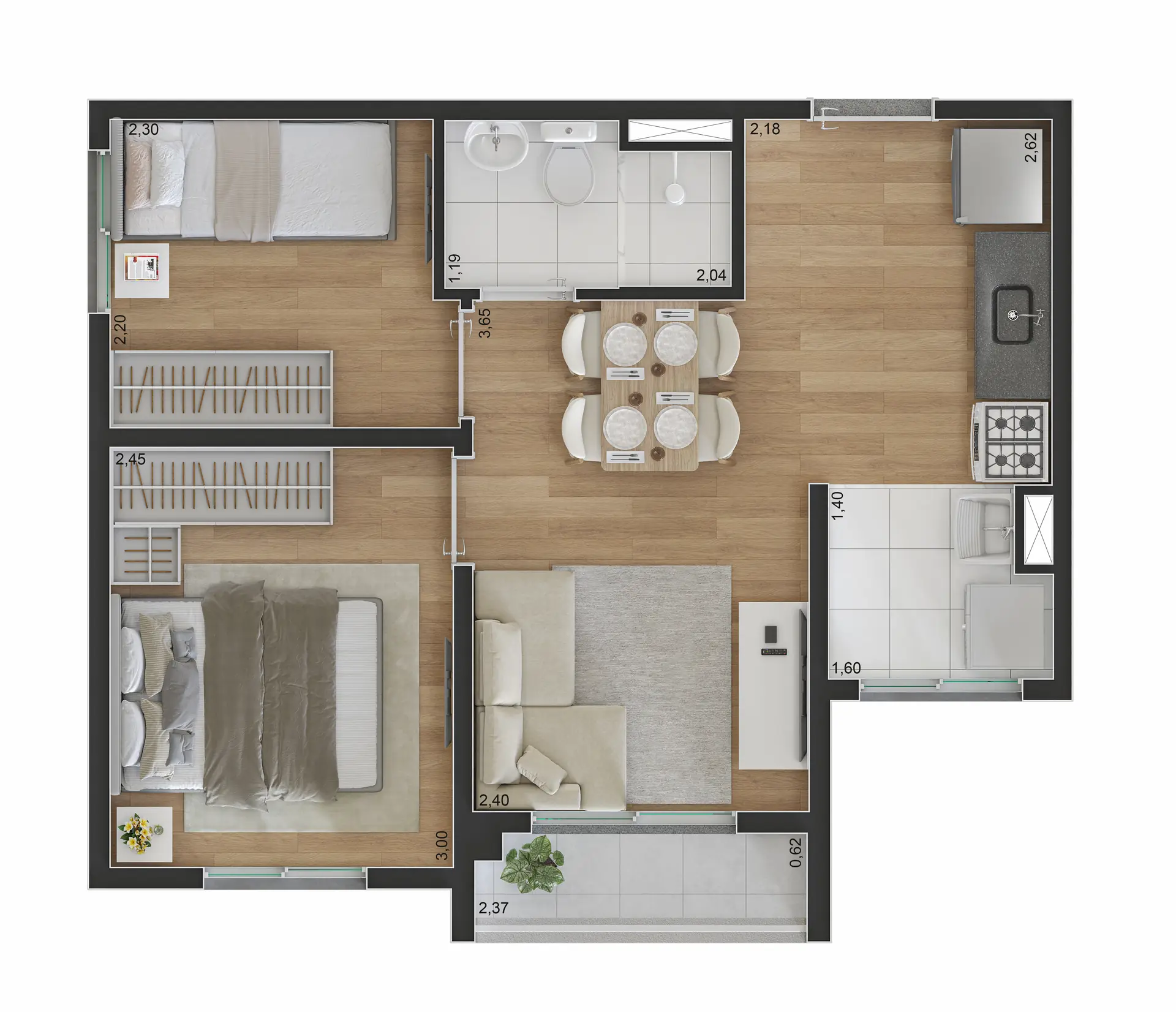 Planta Tipo A 37M²