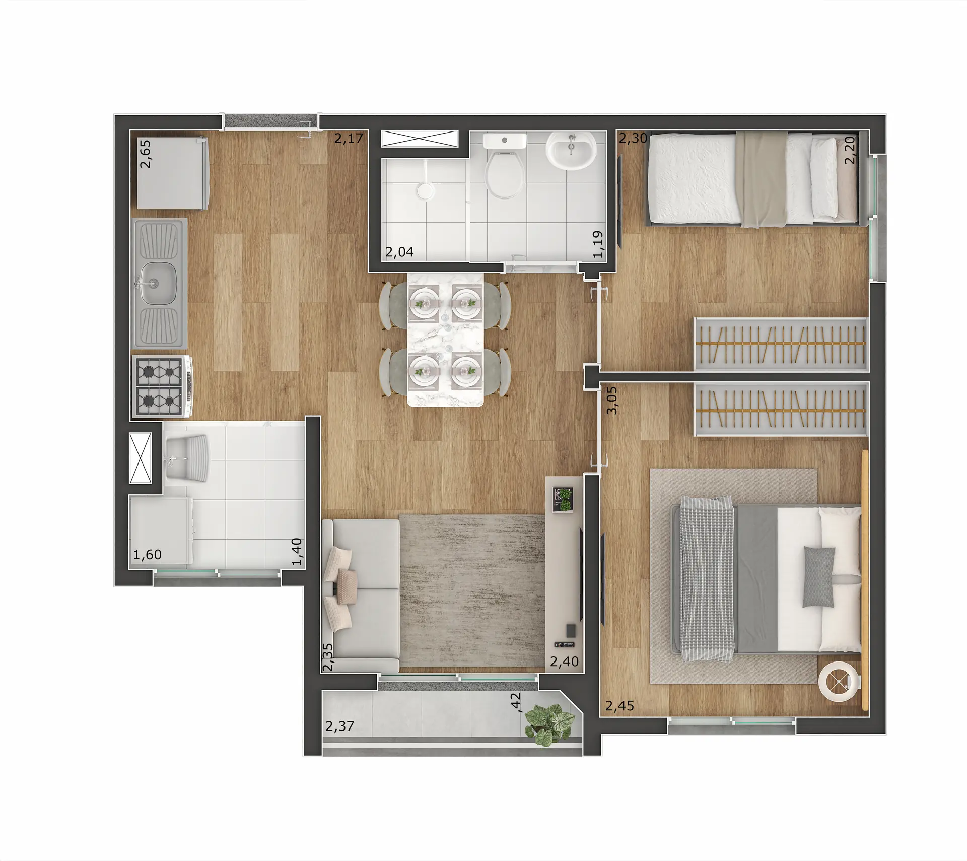 Planta Tipo A 37M²