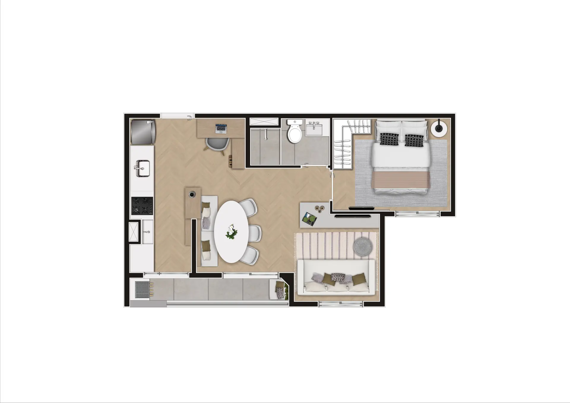 Planta Tipo Meio Decorado 38,45M² Finais 04 e 09