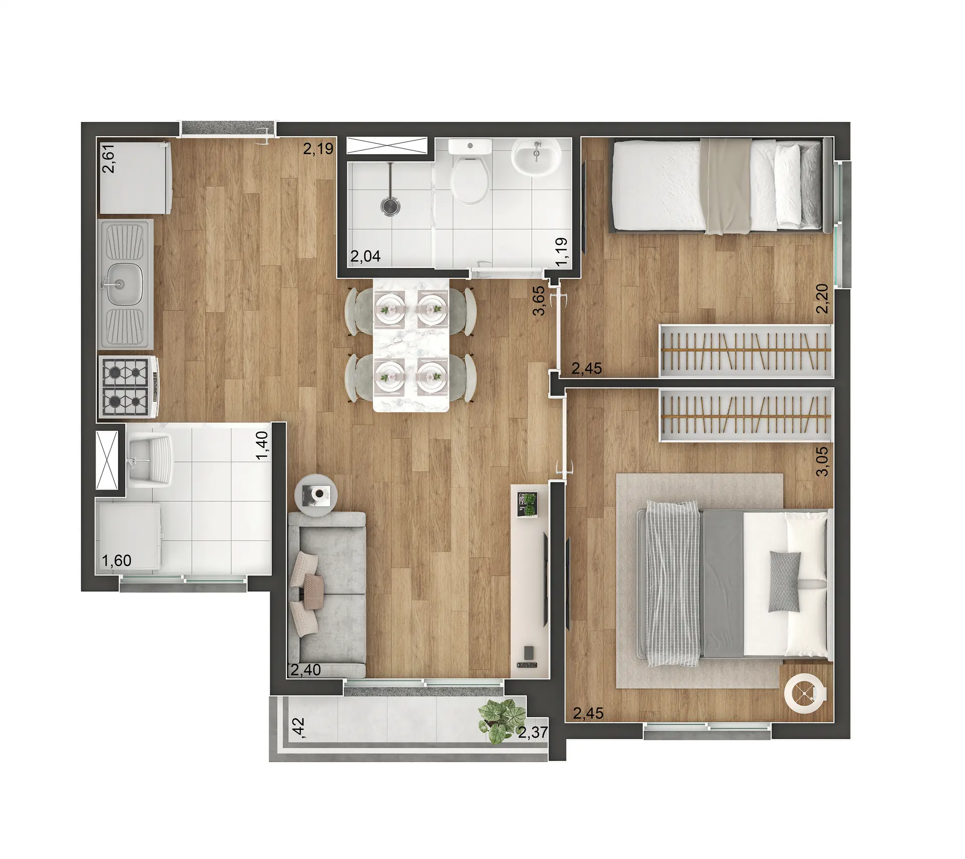 Planta Tipo A 37M²