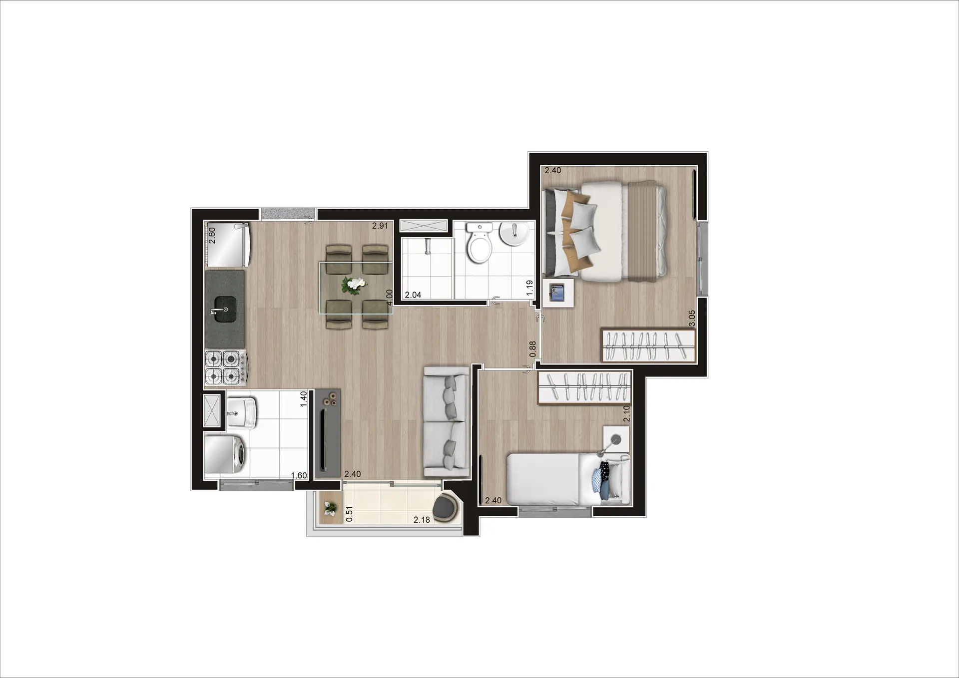 Planta Tipo E Ponta   Final 01   37,62M²