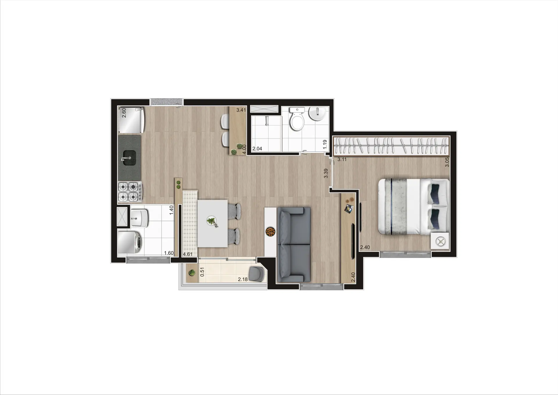 Planta Tipo F Meio Ampliada   Final 16 39,52M²